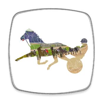 Courses de chevaux Trotter - Magnet carré - blanc - Devant
