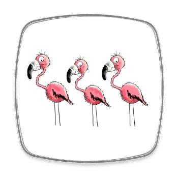 Flamingo Trio - Viereckiger Kühlschrankmagnet - Weiß - Vorne