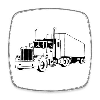 SCHWARZER LKW - Viereckiger Kühlschrankmagnet - Weiß - Vorne