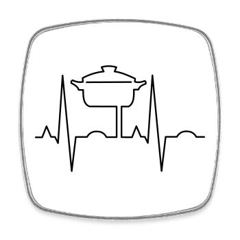 Heartbeat with pot - Square fridge magnet - white - Front