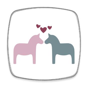 Dalapferd Paar Herzen Liebe Valentinstag Skandi - Viereckiger Kühlschrankmagnet - Weiß - Vorne