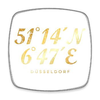 Düsseldorfer Koordinaten von Düsseldorf - Viereckiger Kühlschrankmagnet - Weiß - Vorne