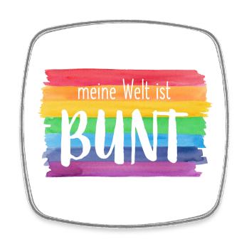 Meine Welt ist bunt Regenbogen fröhlich farbenfroh - Viereckiger Kühlschrankmagnet - Weiß - Vorne