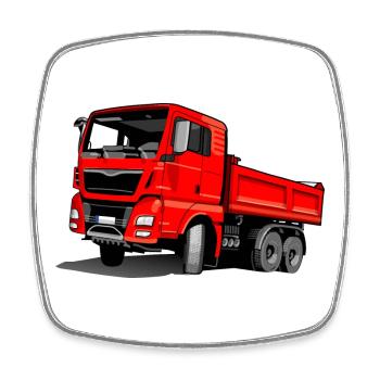 LKW rot - Viereckiger Kühlschrankmagnet - Weiß - Vorne