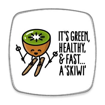 It's green healthy and fast skiwi Skifahren Kiwi - Viereckiger Kühlschrankmagnet - Weiß - Vorne