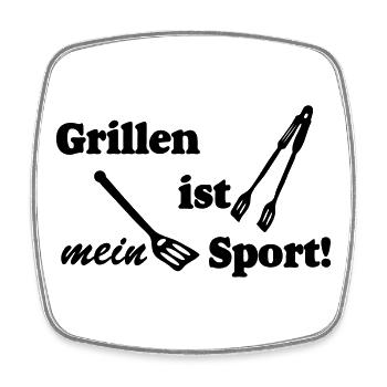 Grillkönig,Grillen,BBQ,Grillen mein Sport (25) - Viereckiger Kühlschrankmagnet - Weiß - Vorne