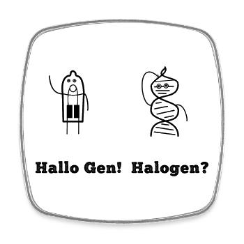 Wortwitz DNA Halogen Gen Hallo Elektrik Bio - Viereckiger Kühlschrankmagnet - Weiß - Vorne