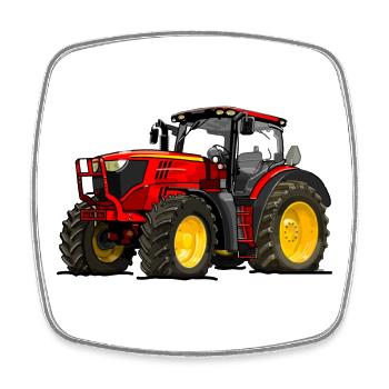 Tracteur rouge - Magnet carré - blanc - Devant