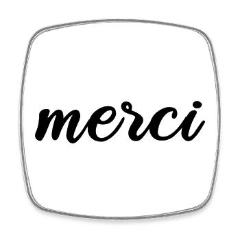 Merci France Thank you French - Square fridge magnet - white - Front