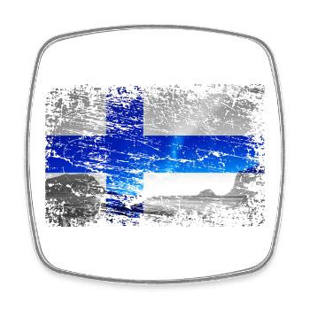 Finlande avec des aurores boréales dans un style vintage - Magnet carré - blanc - Devant