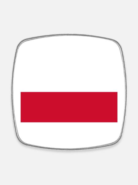 Drapeau de la Pologne - Magnet carré - blanc
