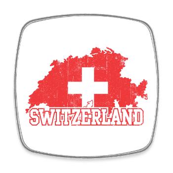 Swiss Map Cross Emblem with Silhouettes - Square fridge magnet - white - Front
