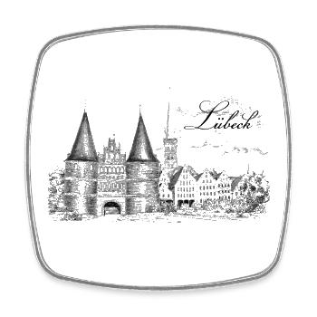 Lübeck - Viereckiger Kühlschrankmagnet - Weiß - Vorne
