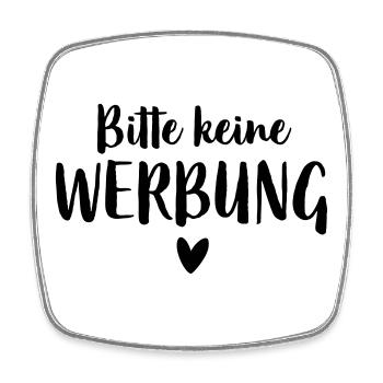 Bitte keine Werbung Herz Briefkasten - Viereckiger Kühlschrankmagnet - Weiß - Vorne