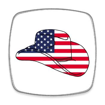 Chapeau usa - Magnet carré - blanc - Devant