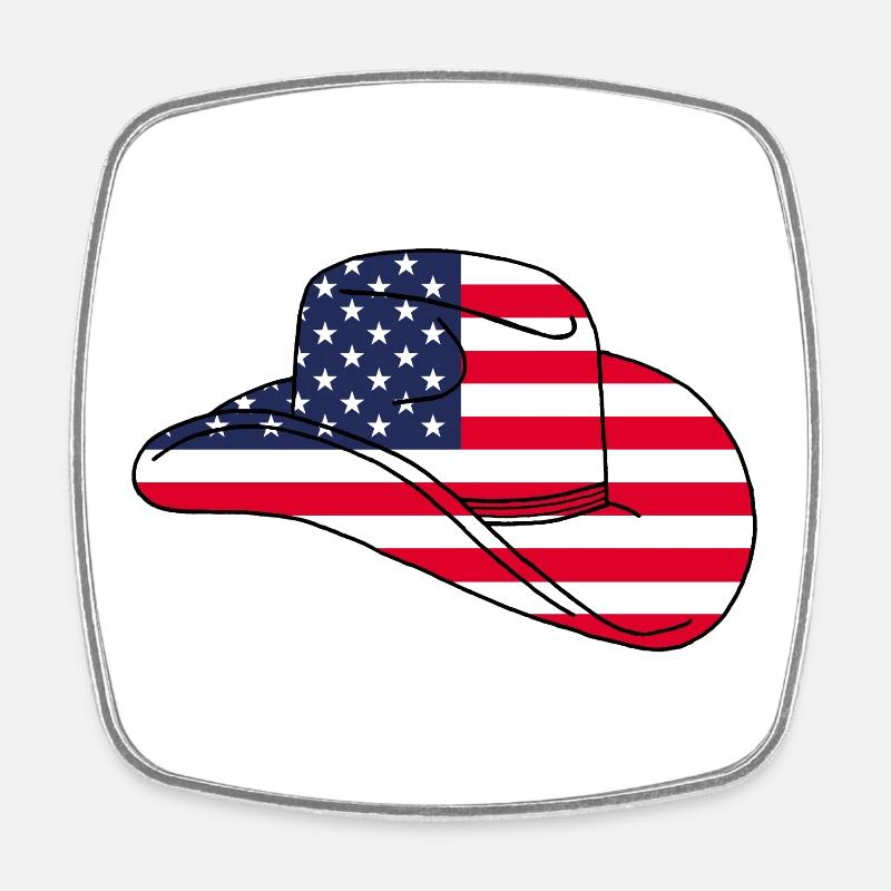 Chapeau usa - Magnet carré - blanc