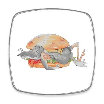 Ratfoodz 'I can haz Ratzburger (Backprint) @ Ratz - Square fridge magnet - white - Front