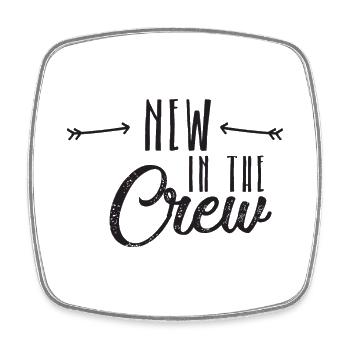 new in the crew - Viereckiger Kühlschrankmagnet - Weiß - Vorne