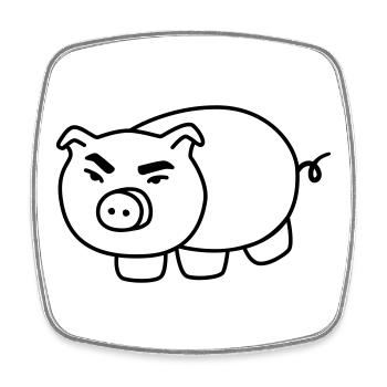 Piggy - Dessin animé de ferme drôle - Magnet carré - blanc - Devant