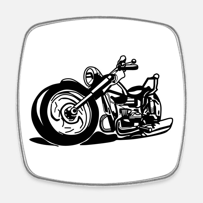 Chopper / moto - Magnet carré - blanc