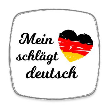 Mein Herz schlägt Deutsch - Viereckiger Kühlschrankmagnet - Weiß - Vorne