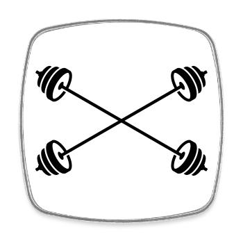 Crossed barbells - Square fridge magnet - white - Front