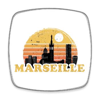 Marseille Sonnenaufgang Geschenk Vintage - Viereckiger Kühlschrankmagnet - Weiß - Vorne