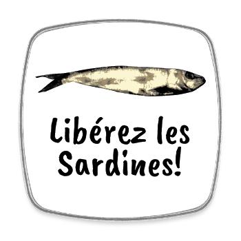 Liberez les sardines - Magnet carré - blanc - Devant