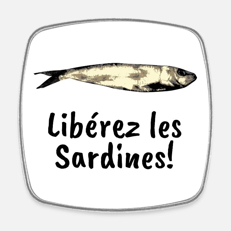 Liberez les sardines - Magnet carré - blanc