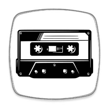 Kassette - Viereckiger Kühlschrankmagnet - Weiß - Vorne