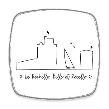La Rochelle design noir - by Nicolas Poitevin - Magnet carré - blanc - Devant