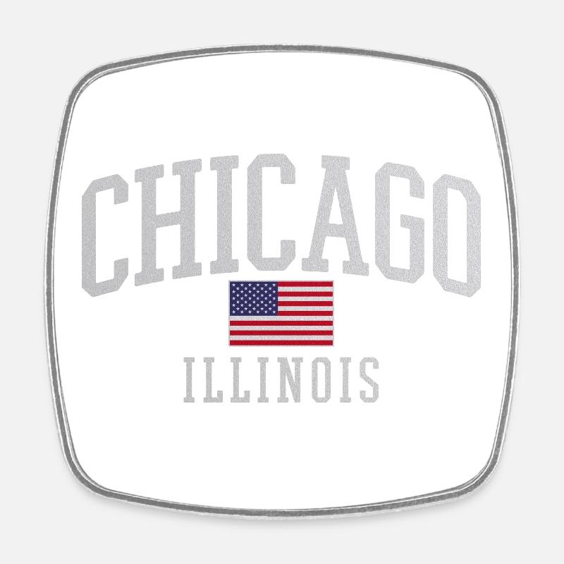 Chicago Flag Arc Emblem - Viereckiger Kühlschrankmagnet - Weiß