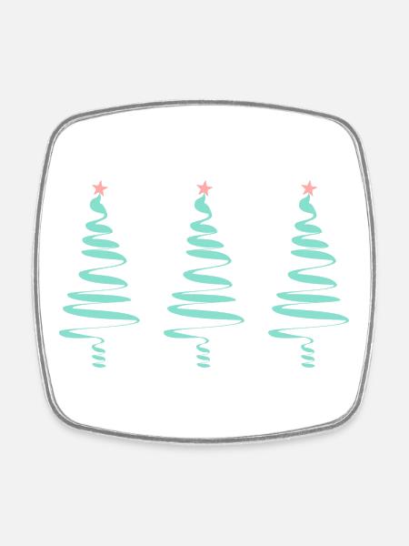 TANNE. NATUR. WEIHNACHTEN. FROHE WEIHNACHTEN. FROHE WEIHNACHTEN. - Viereckiger Kühlschrankmagnet - Weiß
