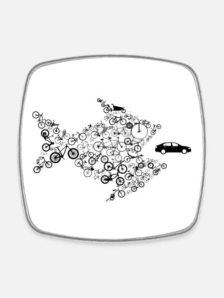 Vélos Poisson mange voiture - Vélo - Magnet carré - blanc