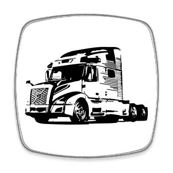 Trucker LKW US - Viereckiger Kühlschrankmagnet - Weiß - Vorne