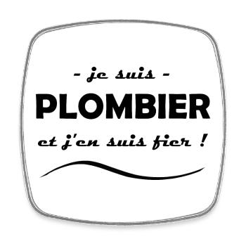 je suis plombier - Magnet carré - blanc - Devant