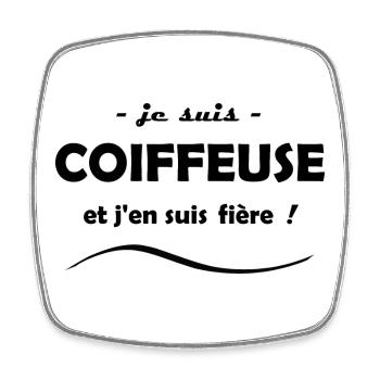 je suis coiffeuse - Magnet carré - blanc - Devant