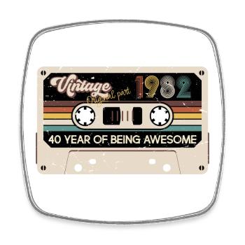 Kassette 1982 Vintage 40 Years - Viereckiger Kühlschrankmagnet - Weiß - Vorne