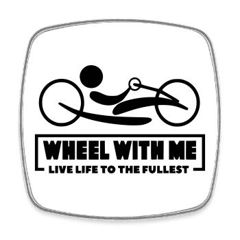 Roll mit mir mit meinem Rollstuhl-Handbike * - Viereckiger Kühlschrankmagnet - Weiß - Vorne