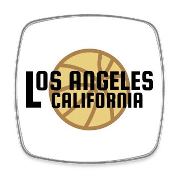 Los Angeles, California, basketball in the background - Square fridge magnet - white - Front