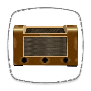 vieille radio à tube - d’occasion - Magnet carré - blanc - Devant