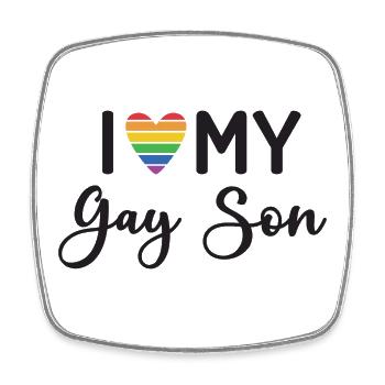 J’aime mon fils gay - Magnet carré - blanc - Devant