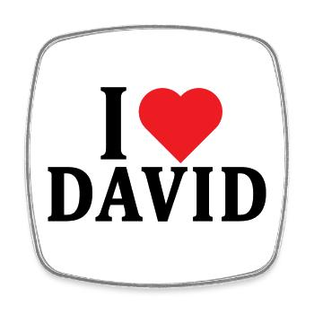 T-shirt I love David t-shirt gift idea - Square fridge magnet - white - Front