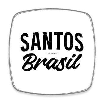 Lettrage vintage Santos Brasil - Magnet carré - blanc - Devant
