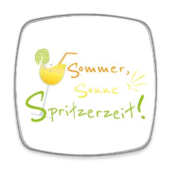 Sommer, Sonne, Spritzerzeit! Weinglas - Viereckiger Kühlschrankmagnet - Weiß - Vorne