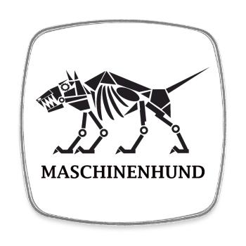 Maschinenhund mit Text - Viereckiger Kühlschrankmagnet - Weiß - Vorne
