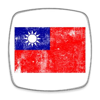 Drapeau de Taïwan Drapeau Grunge Rétro Vintage - Magnet carré - blanc - Devant
