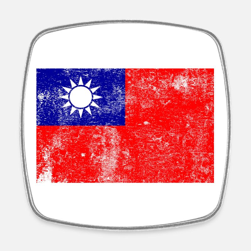 Taiwan Flag Flag Grunge Retro Vintage - Square fridge magnet - white