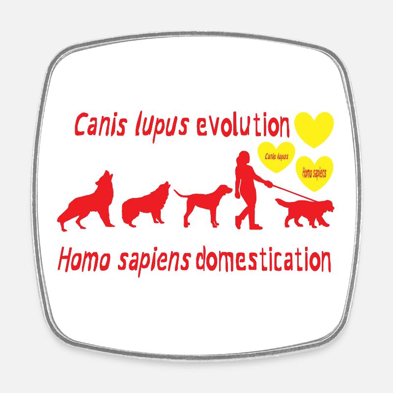 Canis lupus evolution Homo sapiens domestication - Square fridge magnet - white