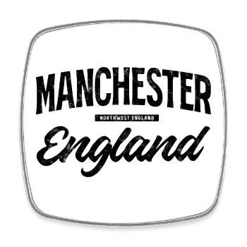 Manchester England Vintage Lettering - Square fridge magnet - white - Front